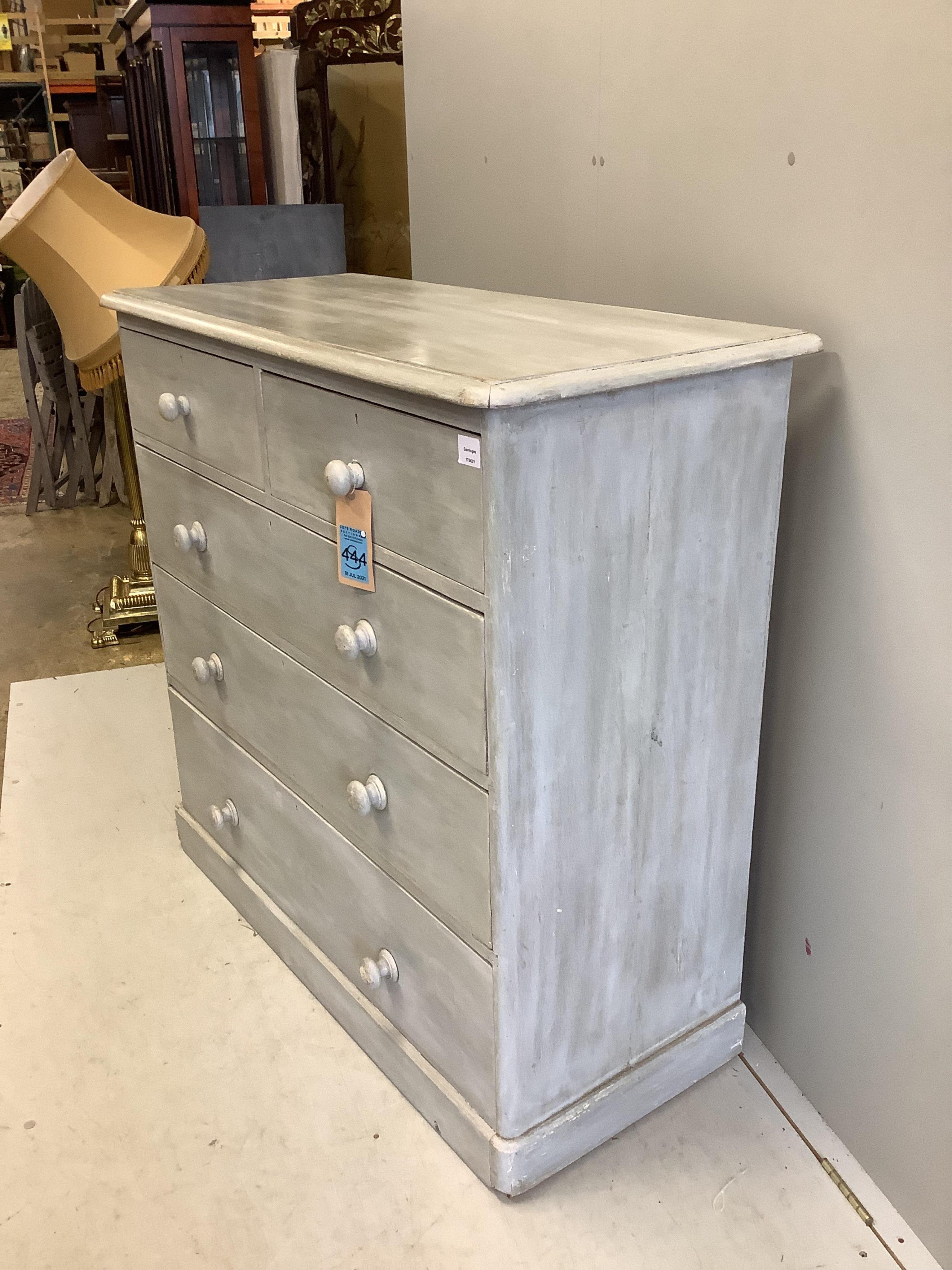 A Victorian pine chest, later painted, width 118cm, depth 52cm, height 113cm. Condition - fair to good